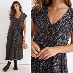 Madewell Button-Front Midi Dress in Campden Daisies